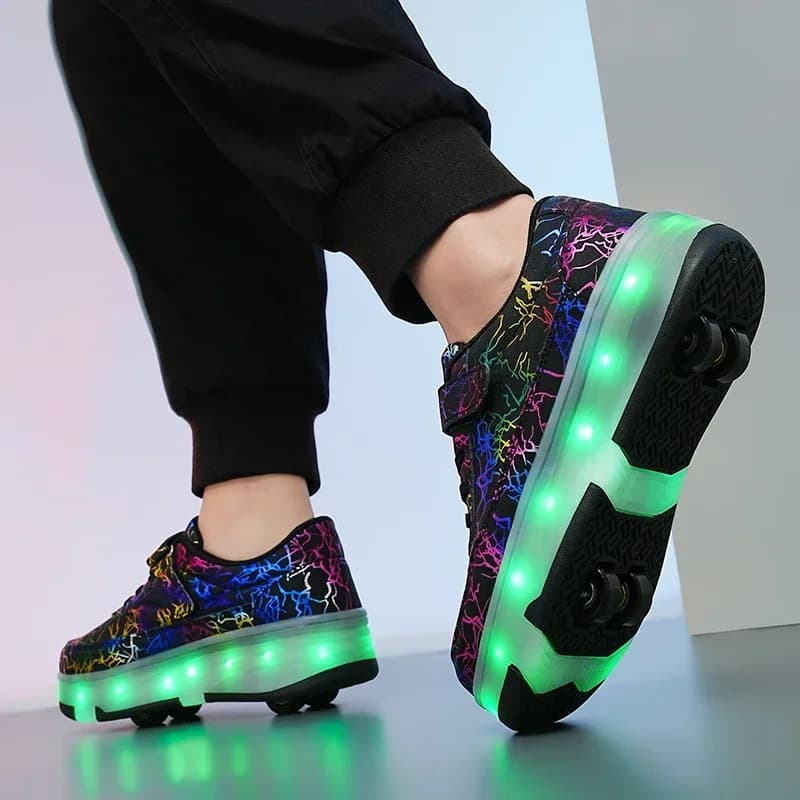 Men's Detachable 4 Wheel Roller Shoes New sneakers with LED for men skating shoes for boys quality with wheels