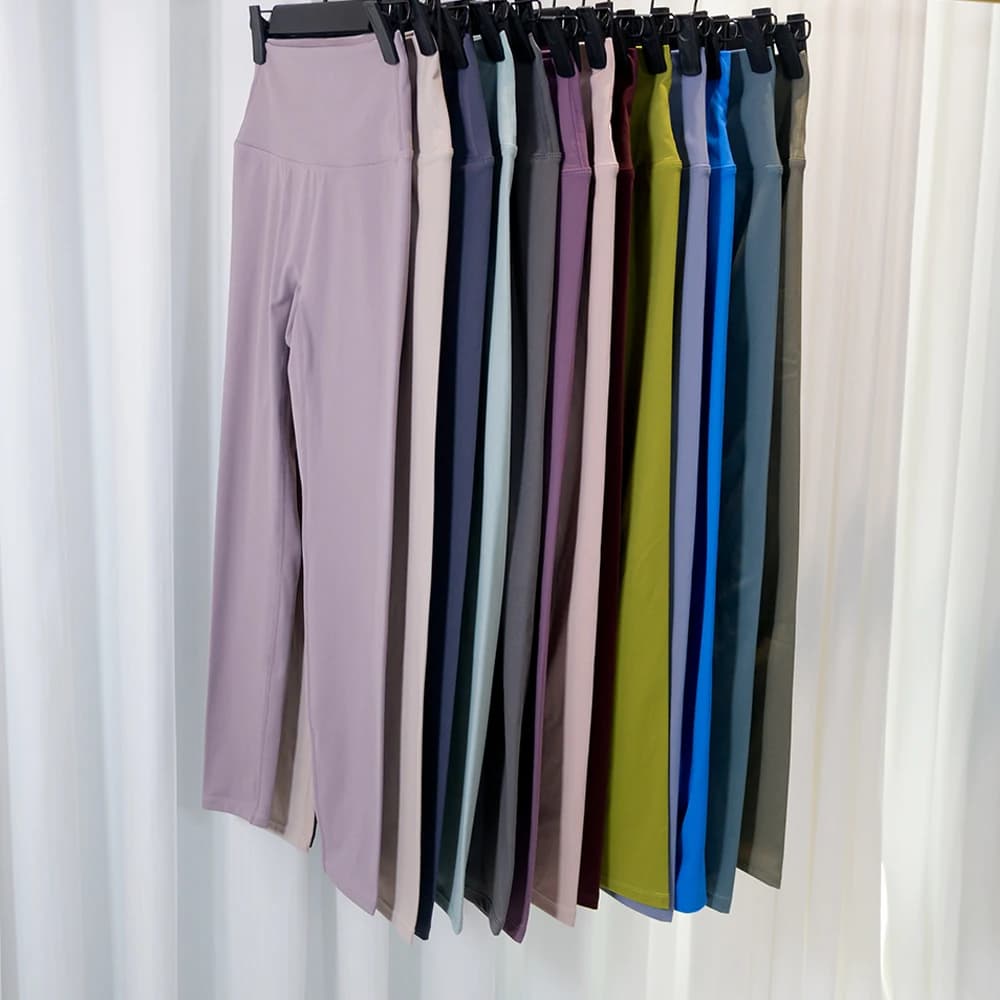 Pantaloni Yoga Donna a Vita Alta, Elasticizzati, Senza Cuciture Visibili, a Tre Quarti, Asciugatura Rapida, Effetto Push-Up, Effetto Nudo