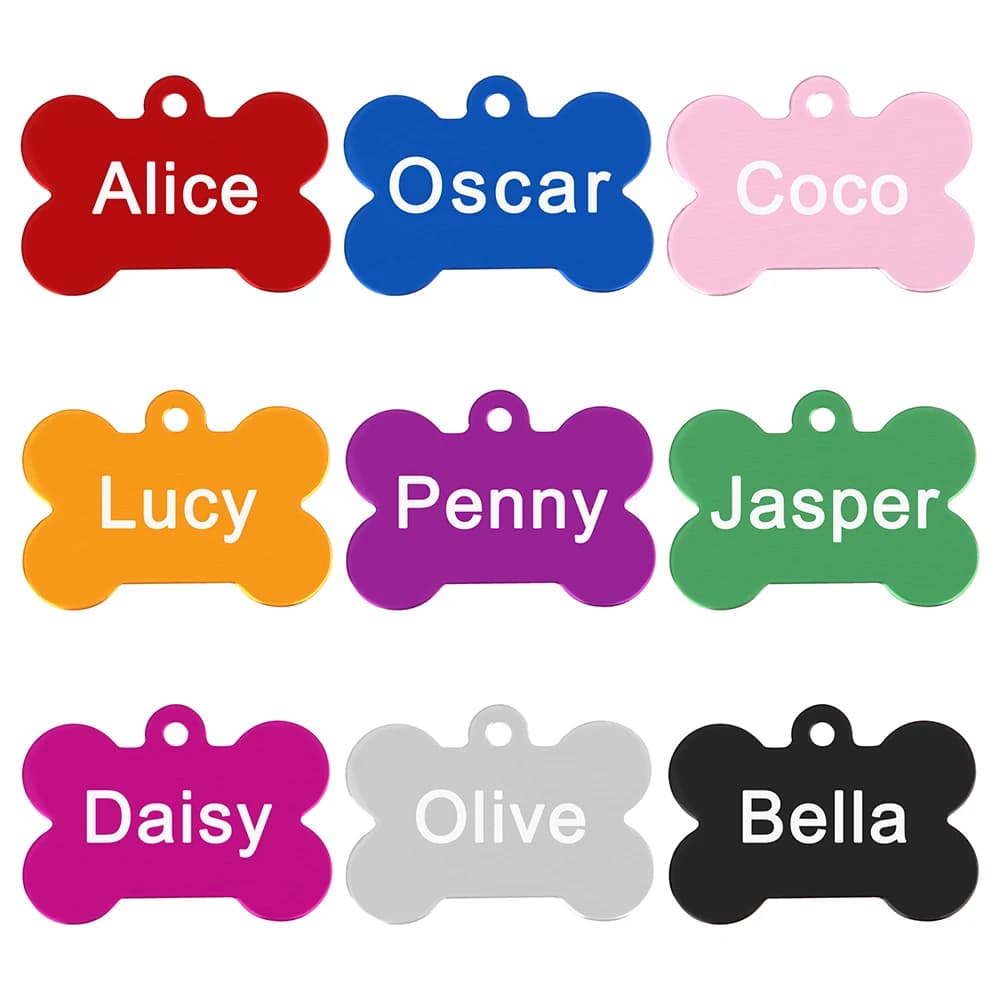 Etichetta identificativa per cani personalizzata Tag personalizzati per cuccioli in lega per gatti Anti-smarrimento Nome dell'osso dell'animale domestico Collare pendente Accessori per cani Gatti Perro Carlino