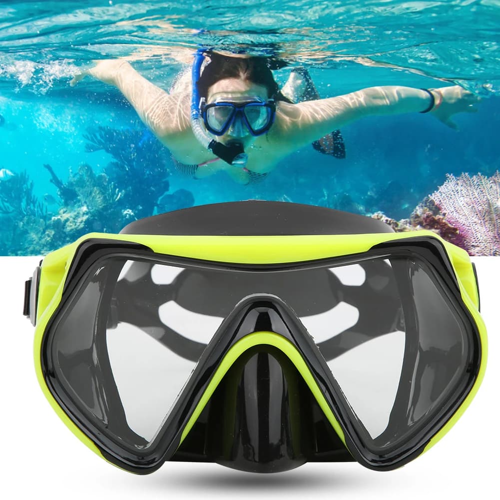 Maschera Subacquea per Adulti in Vetro Temperato, Ampia Visuale, Guarnizione in Silicone Anti-Perdita, Maschera Professionale per Snorkeling e Apnea, Occhialini da Nuoto