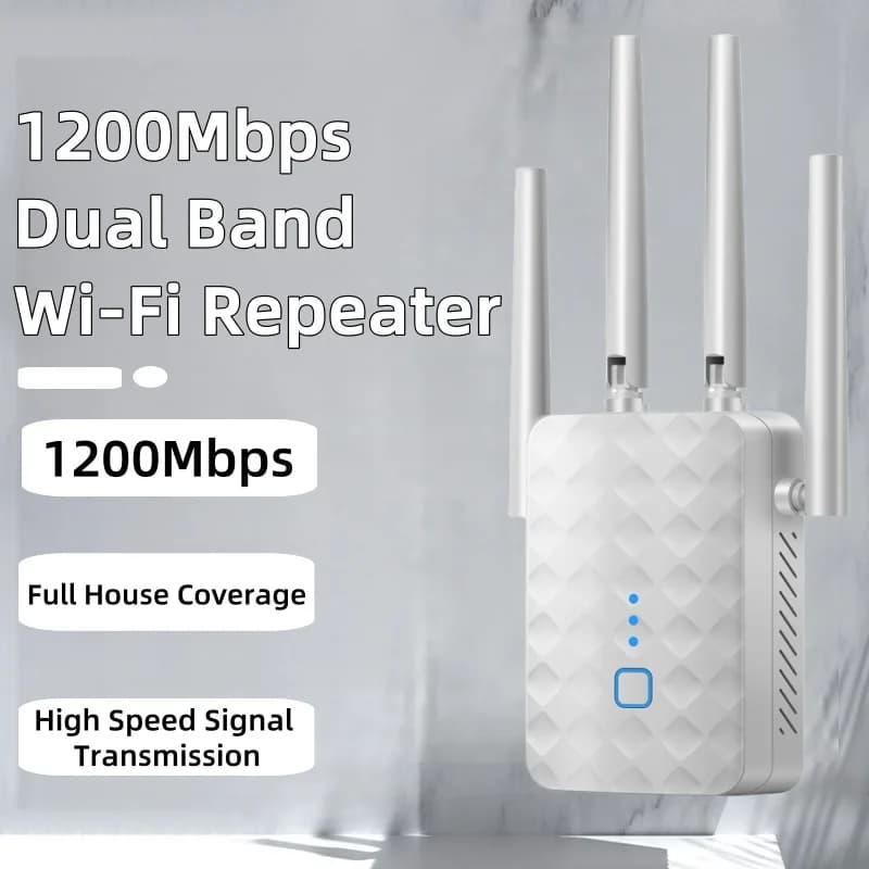 1200Mbps 2.4G/5GHz WiFi Repeater Wireless Dual Band WiFi Extender 802.11ac Gigabit Amplifier Router Long Range Signal Booster