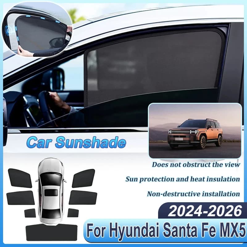 Parasole a Rete per Auto Hyundai Santa Fe MX5 2025 Accessori 2024 2026 Coperture Parasole a Rete per Parabrezza Anteriore e Posteriore Ricambi Auto