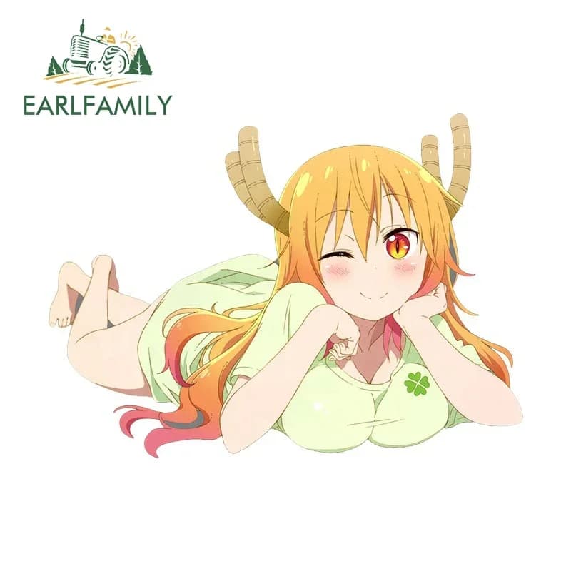 EARLFAMILY 13 cm X 9.4 cm Cartoon Tohru Hentai Wall decals for Auto Solar Protection Waterproof Decal Creative Moto RV Accessories Car
