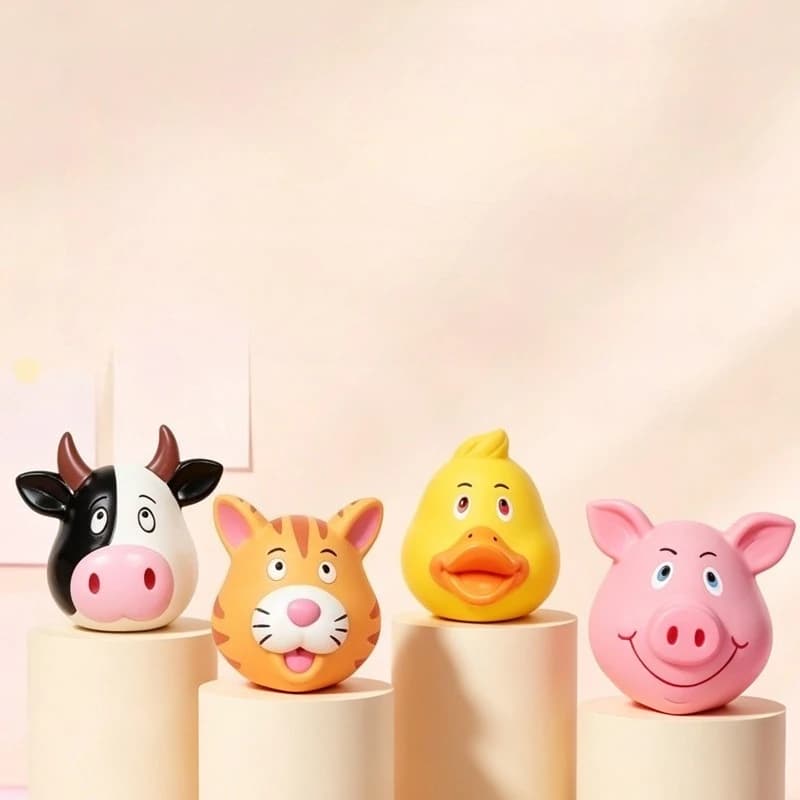 New Style Pet Latex Toy Duck, Cat, Cow, Pig - Dog Chew Toy, Bite-Resistant, Squeaky, for Puppies Small Dogs, Teething Cleaning