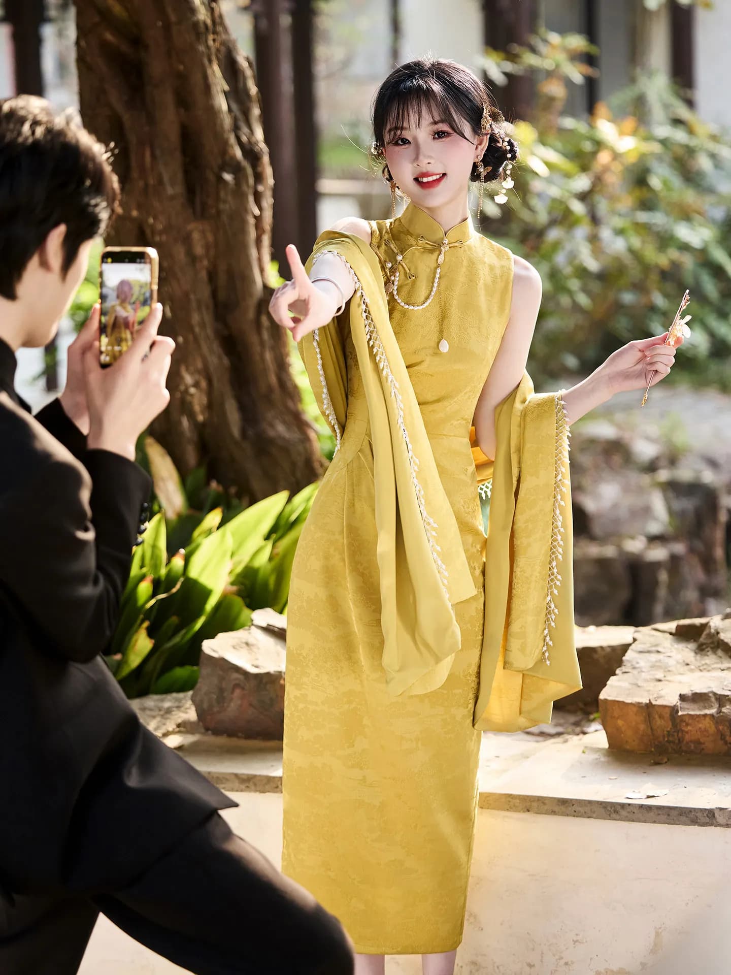 Autumn Beauty Gold New Chinese Style Set Wedding Dress Young Improved Version with Shawl for Bride Drinking Ceremony