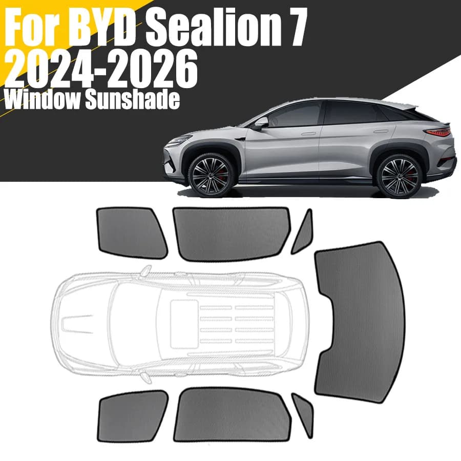 Custom Magnetic Car Window Sunshade For BYD Sealion 7 2024 - 2026 2025 Curtain Mesh Front Windshield Frame Curtain