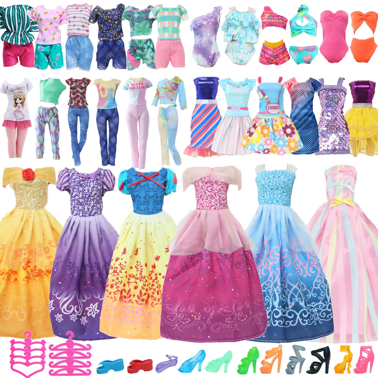 27 pezzi vestiti e accessori per bambole per bambola da 11,5 pollici casuale 1 vestito da principessa 2 vestito quotidiano 2 vestito 2 costume da bagno 10 scarpe 10 appendiabiti