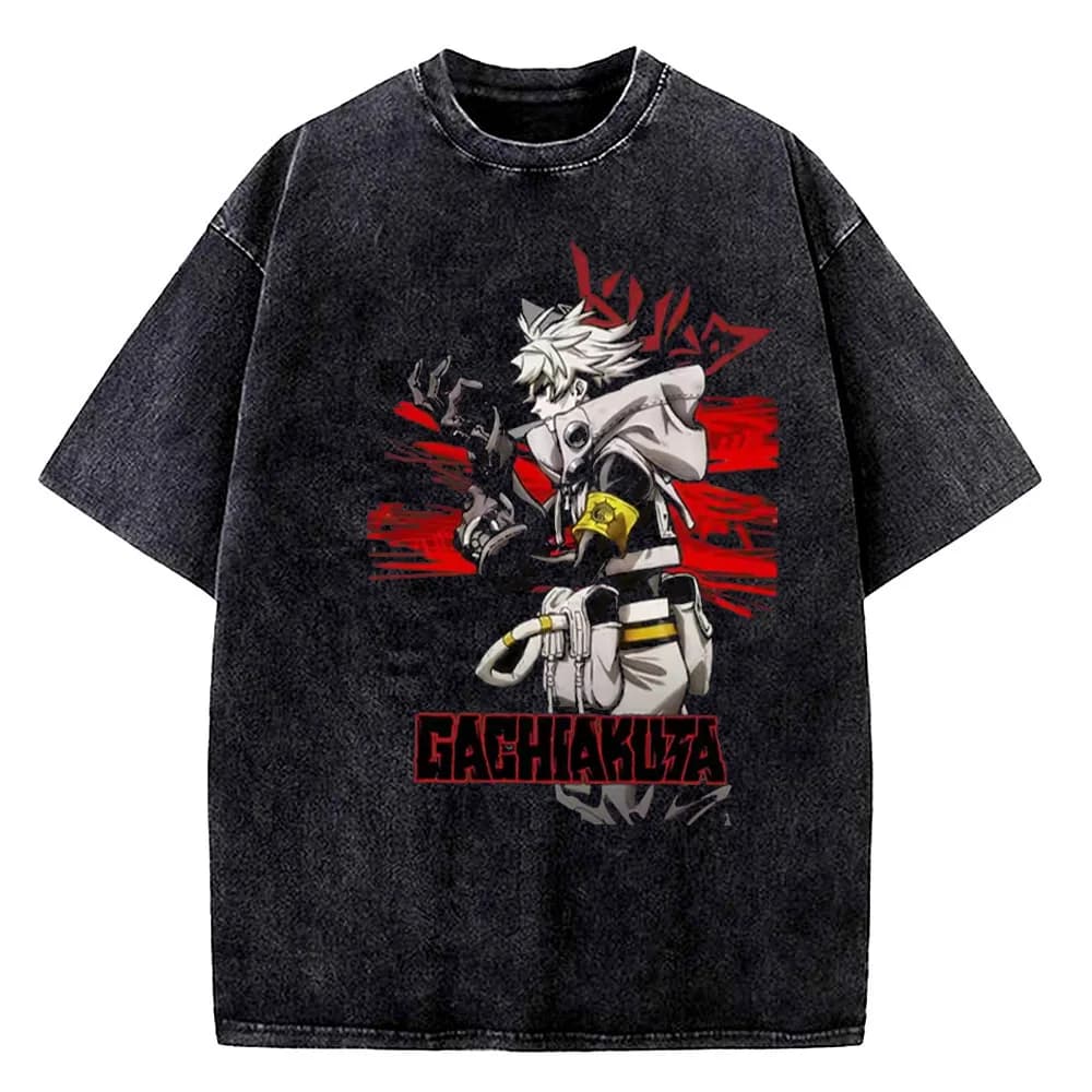 Gachiakuta Vintage Washed cotton shirt teen Pop Culture streetwear Grunge graphic Graphic top tees Grunge Psychedelic Pastel