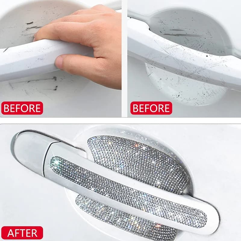 8 pezzi adesivi per maniglie per porte auto con diamanti adesivi decorativi antigraffio per maniglie per porte per auto universali