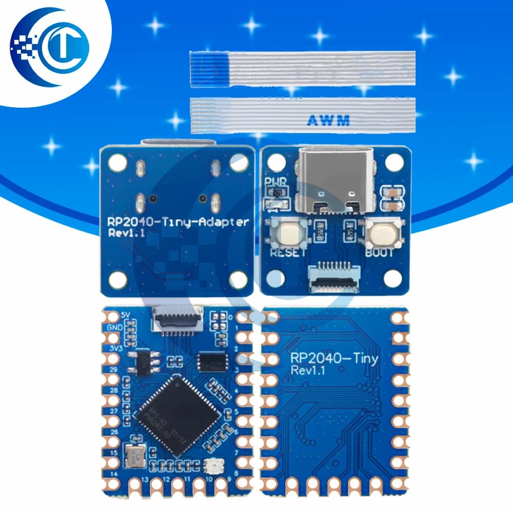 Scheda di Sviluppo RP2040-Tiny per ZERO Raspberry Pi PICO, Interfaccia USB Tipo C, 264KB SRAM, 2MB Flash, Compatibile con Arduino