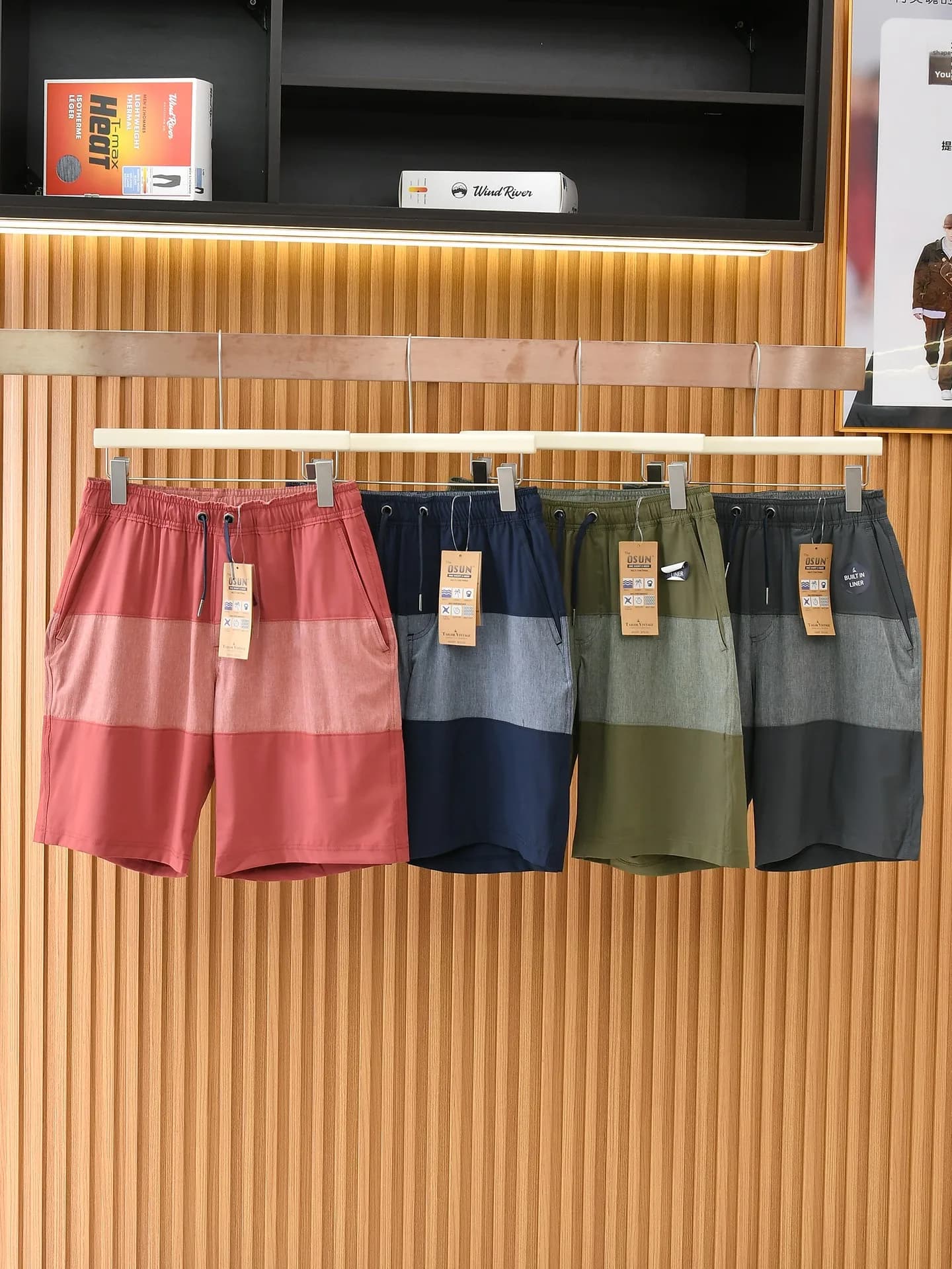 Quick Dry Outdoor Casual Beach Shorts Men's Summer Sportswear Anti-Light Loose Fit Elastic Waist Polyester Fiber Straight Leg