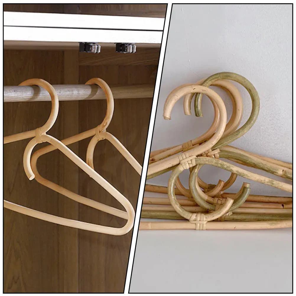 Appendiabiti in Rattan Naturale per Bambini con Doppio Gancio, per Asciugare Vestiti di Ragazzi e Ragazze, Organizzatore per Armadio, Accessorio per Casa