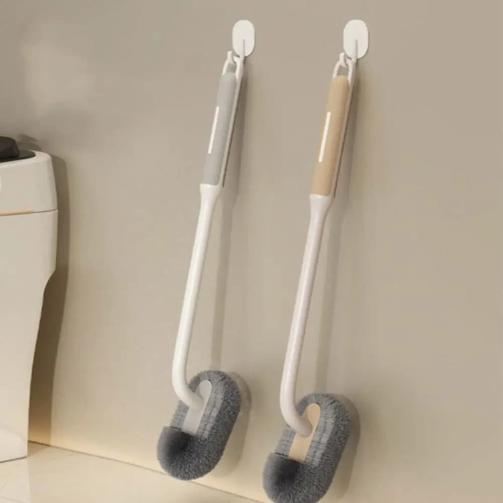 Scopino per WC a doppia faccia con manico lungo, gomito sospeso a parete, spazzola per la pulizia del bagno, strumenti per la pulizia delle spazi del pavimento, per la casa