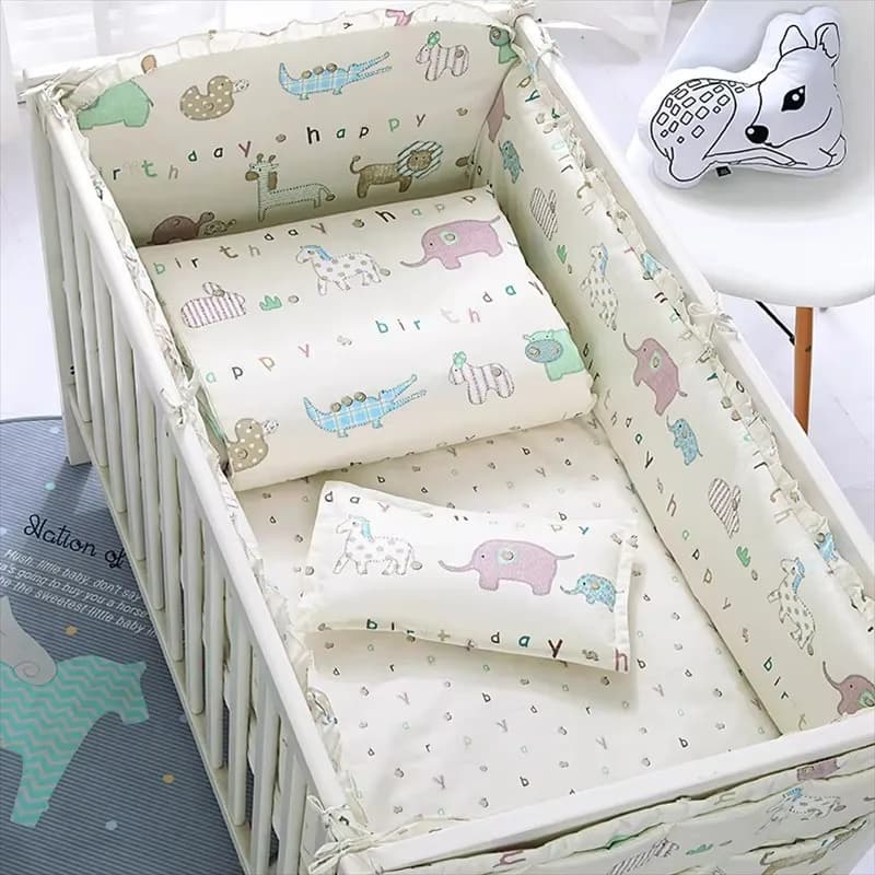 Soft bed linen set for babies, comfortable duvet cover, bed linen, pillowcase, crib parakeets, bed linen for babies, boys and girls, with cartoon designs