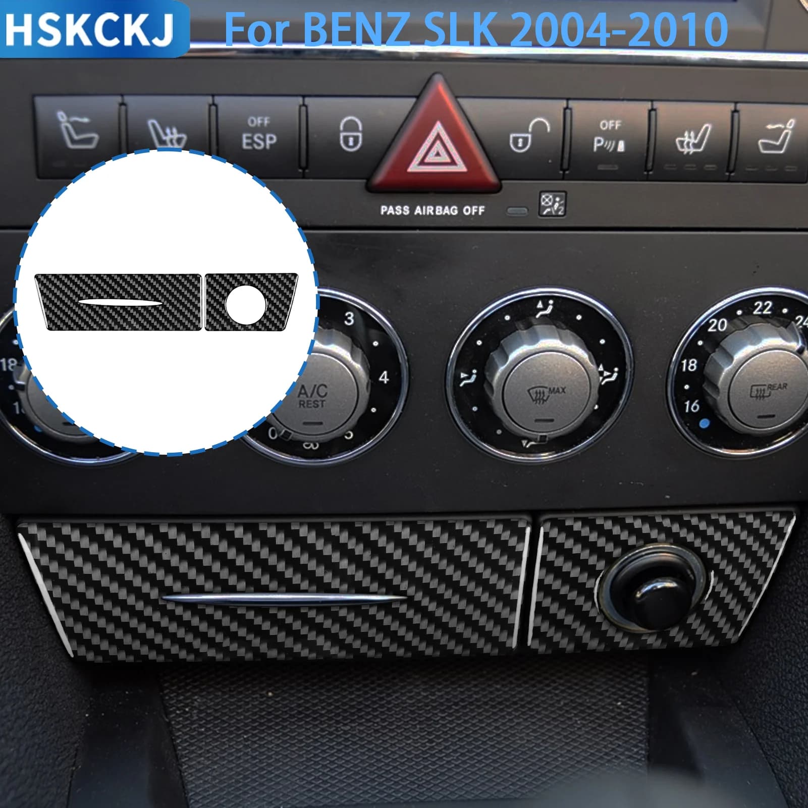 For BENZ SLK 2004-2010 Interior Accessories Auto Carbon Fiber Decorative Frame for Central Control USB Charging Panel