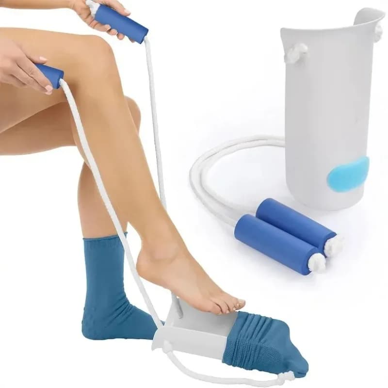 Dispositivo Ausiliario per Calzare le Calze (1/2 pezzi) - Senza Piegarsi, per Gravidanza e Anziani, con Cordino Regolabile, Strumento di Assistenza per Calzarsi le Calze
