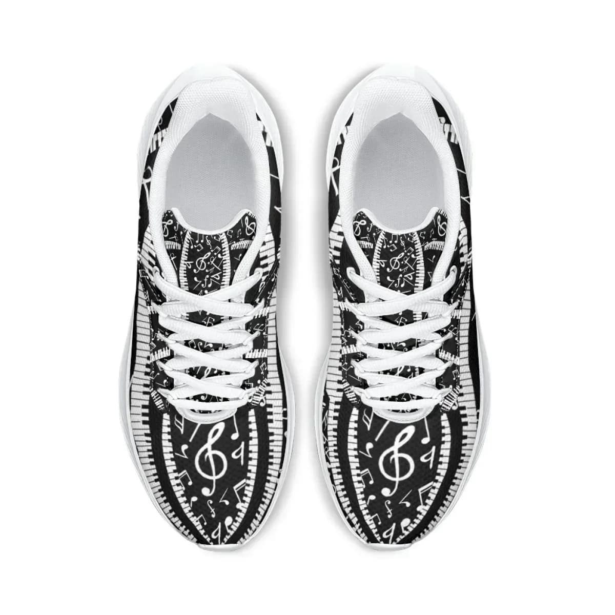 Hot Piano Keys Musical Notation Print Sneakers For Women Classic Lace Up Outdoor Running Shoes Non-slip Wear-resistant Trainers