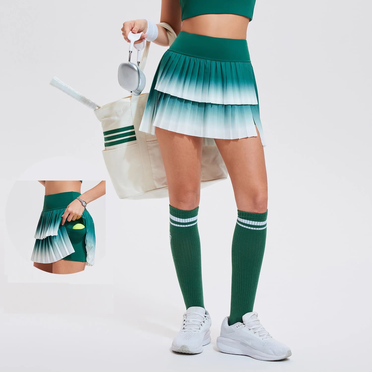Minigonna da tennis a vita alta da donna, pieghe sfumate, yoga, golf, cintura sportiva, pantaloni di sicurezza, comode gonne da pickleball