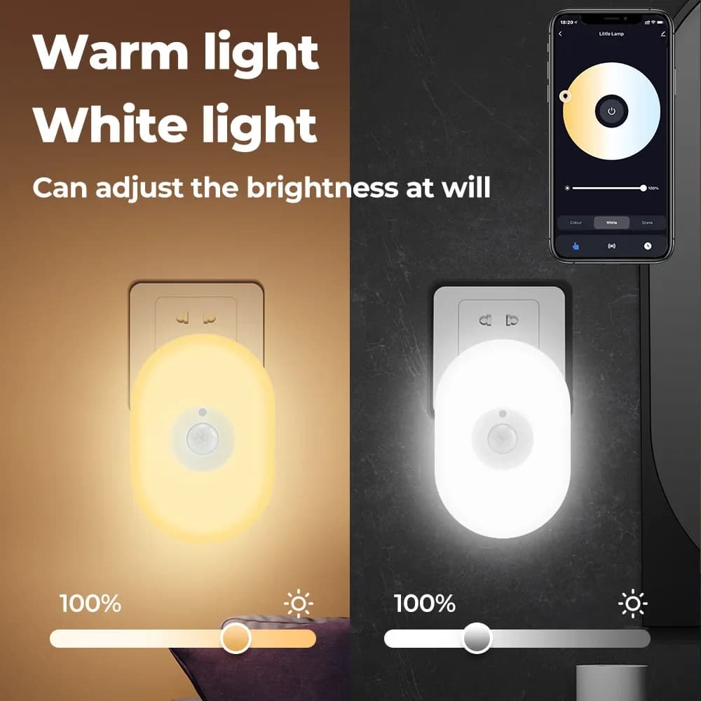 WiFi Tuya Smart Led Night Light PIR Motion sensor Eu Us Uk Plug In Wall Lamp Hot White RGB Room App Voice for Alexa Google Home
