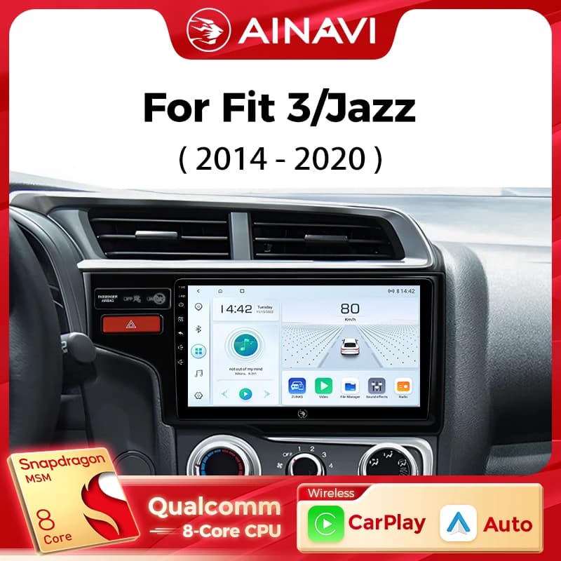 Lettore multimediale per auto Ainavi per Honda Fit 3 Jazz Jeez 2014 2015 2016 2018 2020 Stereo wireless Carplay Android Auto 4G Wifi