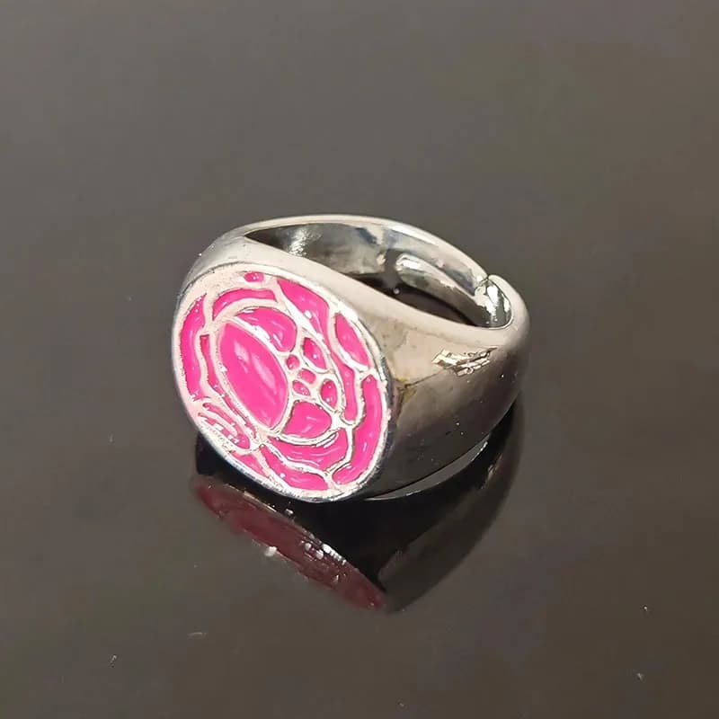 Pink Rose Ring Tenjou Utena Revolutionary Girls Utena Cosplay Prop Metal Ring Accessories Woman Gift Halloween Navidad Carnaval