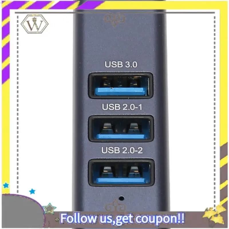 Nuovo adattatore da USB C a Ethernet Porta Gigabit Ethernet RJ45 Hub USB C 4 in 1 con foro di archiviazione per laptop