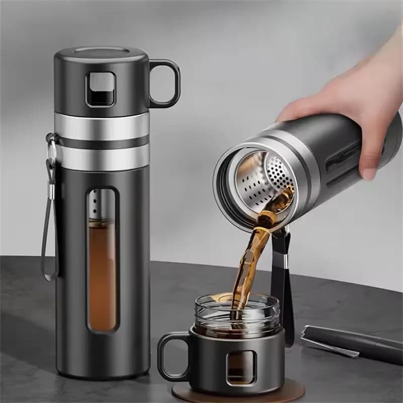 520ML Glass Tea Water Bottle With Tea Infuser High Borosilicate Glass Tea Water Separation Water Cup Travel Filtering Tumbler