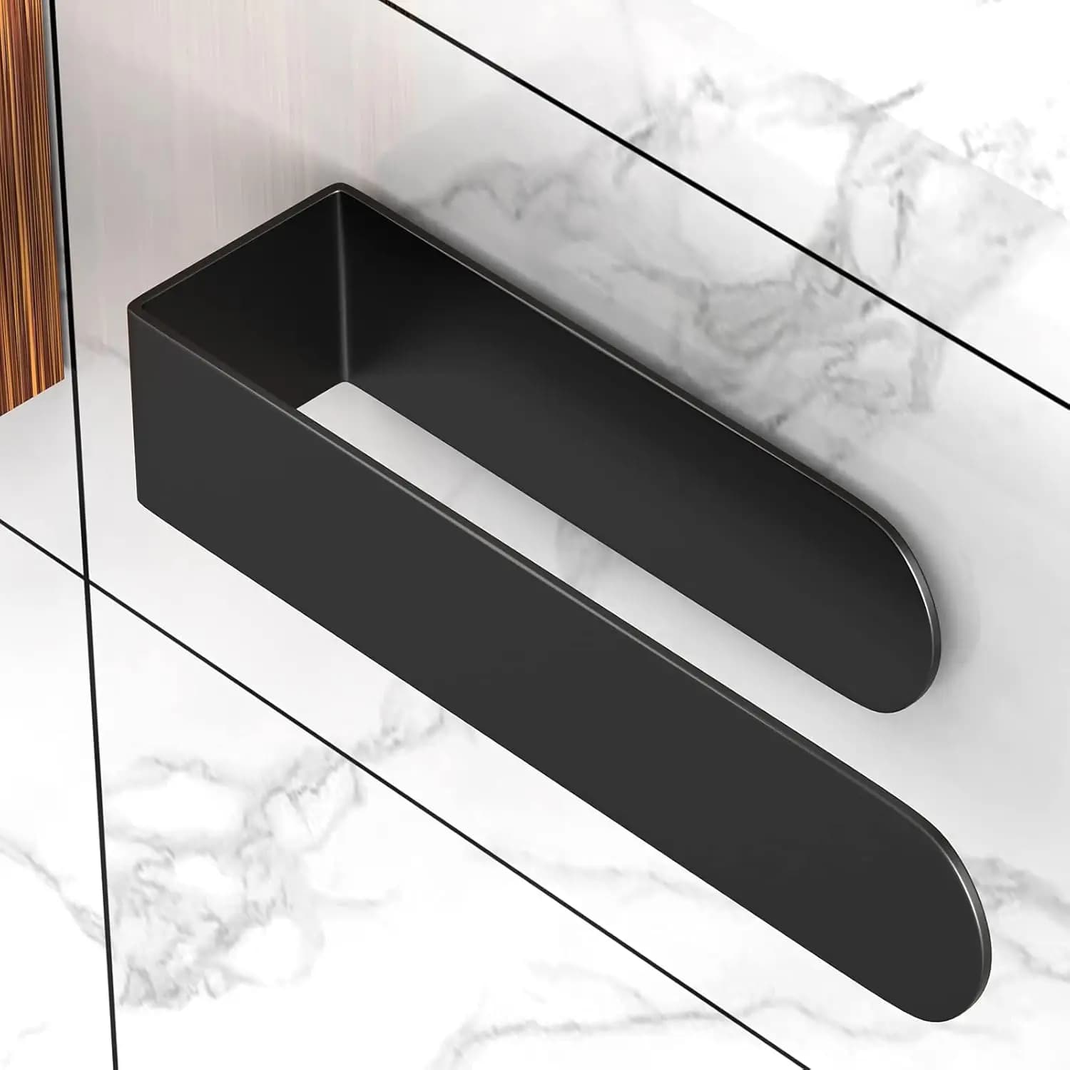 Portasciugamani Autoadesivo in Acciaio Inox, Supporto da Parete Nero per Bagno, Facile Installazione
