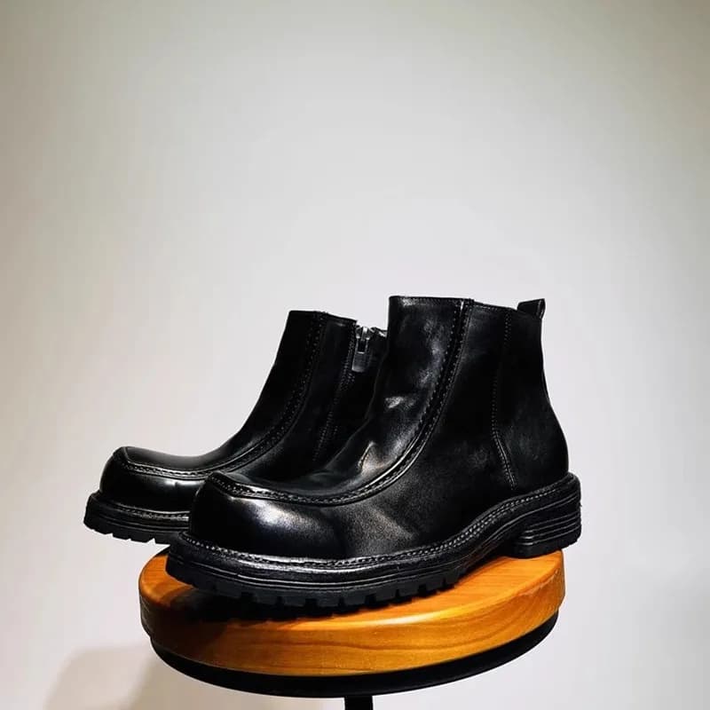 Stivaletti Chelsea casual in vera pelle stile britannico Scarpe da uomo Escursionismo da ufficio all'aperto Stivali da moto maschili alti per giovani