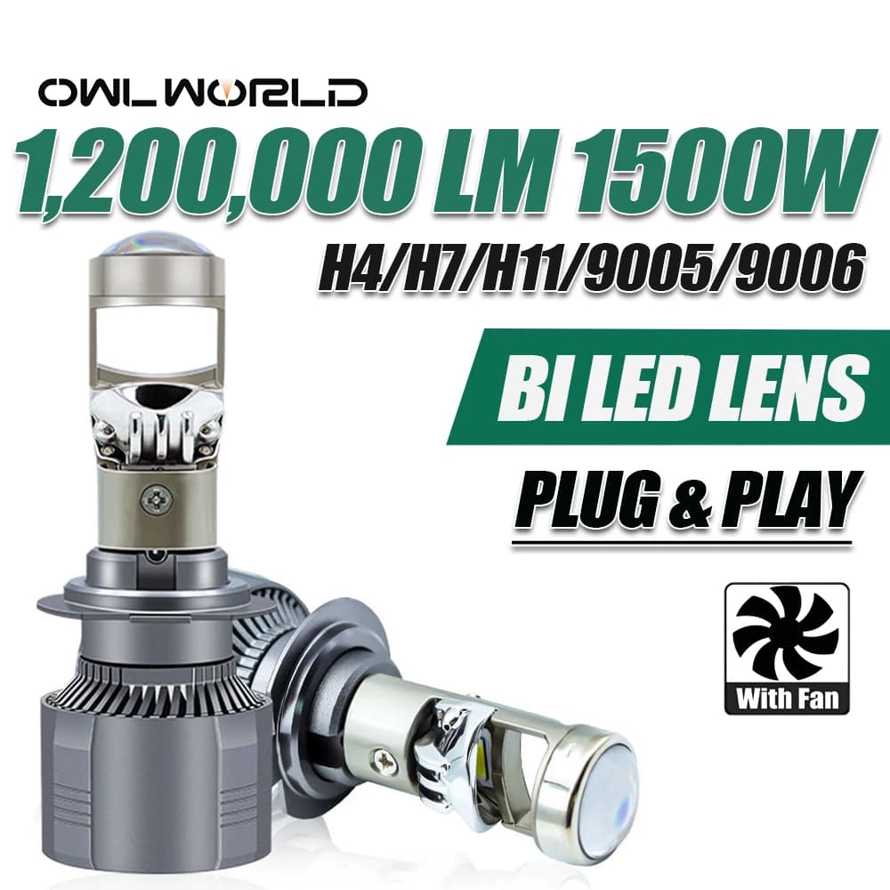 1200000LM H11 Bi Led Mini Lens Lights 1500W H7 9005 9006 H4 7545 CSP Plug & Play LED Projector Headlights CANBUS Car Motorcycle