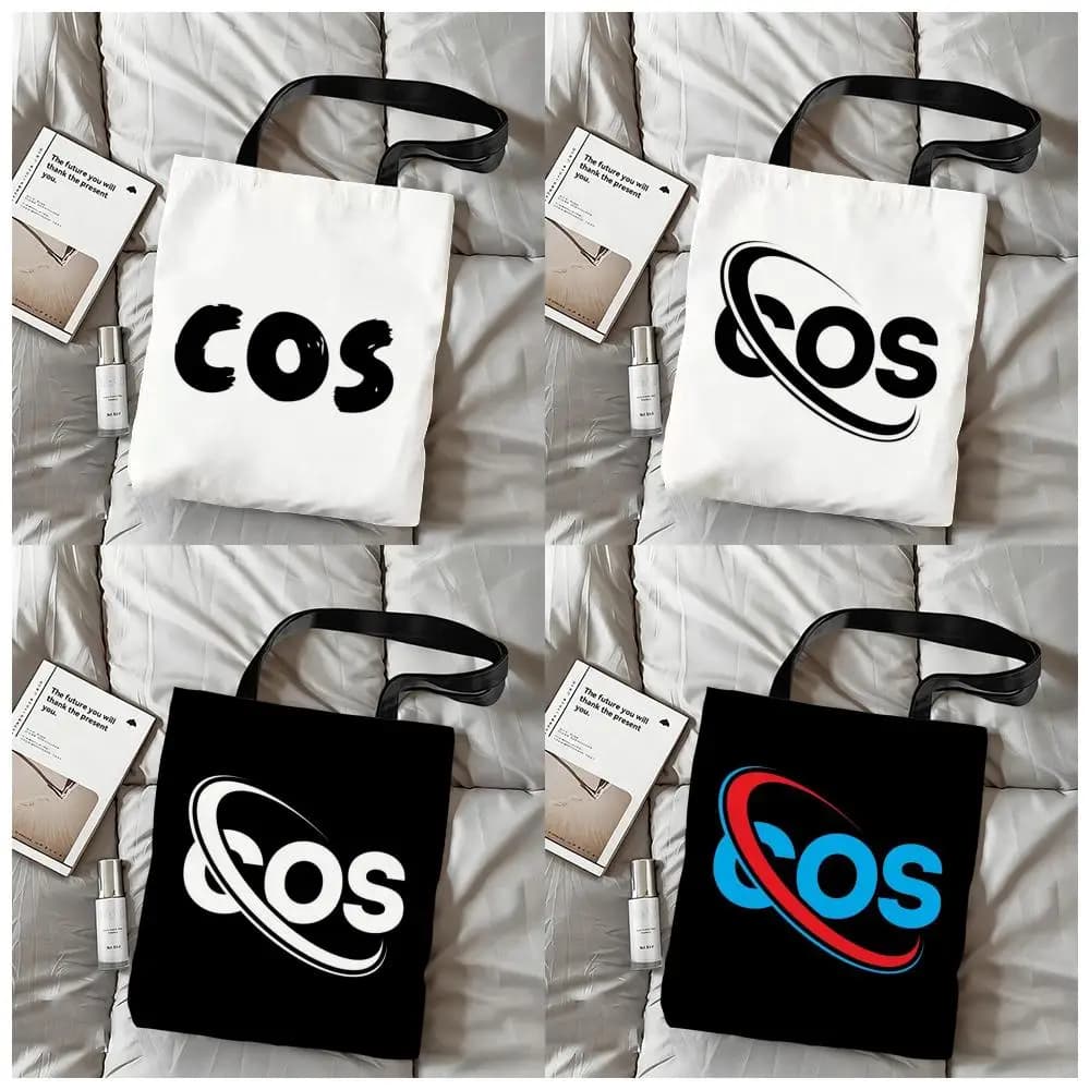 C-COS C-Collection di Borse Portaoggetti in Tela con Stampa su Due Lati, Borsa a Tracolla Riutilizzabile ed Ecologica per lo Shopping