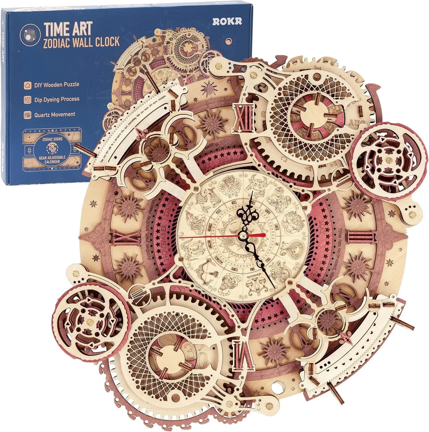 Puzzle 3D in Legno per Adulti - Kit Orologio da Parete Zodiacale Fai-da-Te, Modellismo Creativo