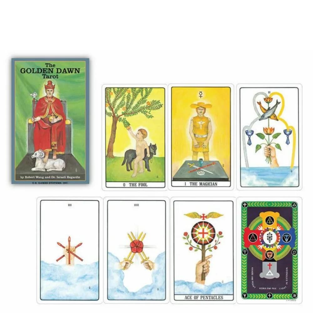 Golden Dawn Tarot 78 carte da divinazione Set Mazzo di carte Oracle Gioco da tavolo di carte da gioco per feste in famiglia