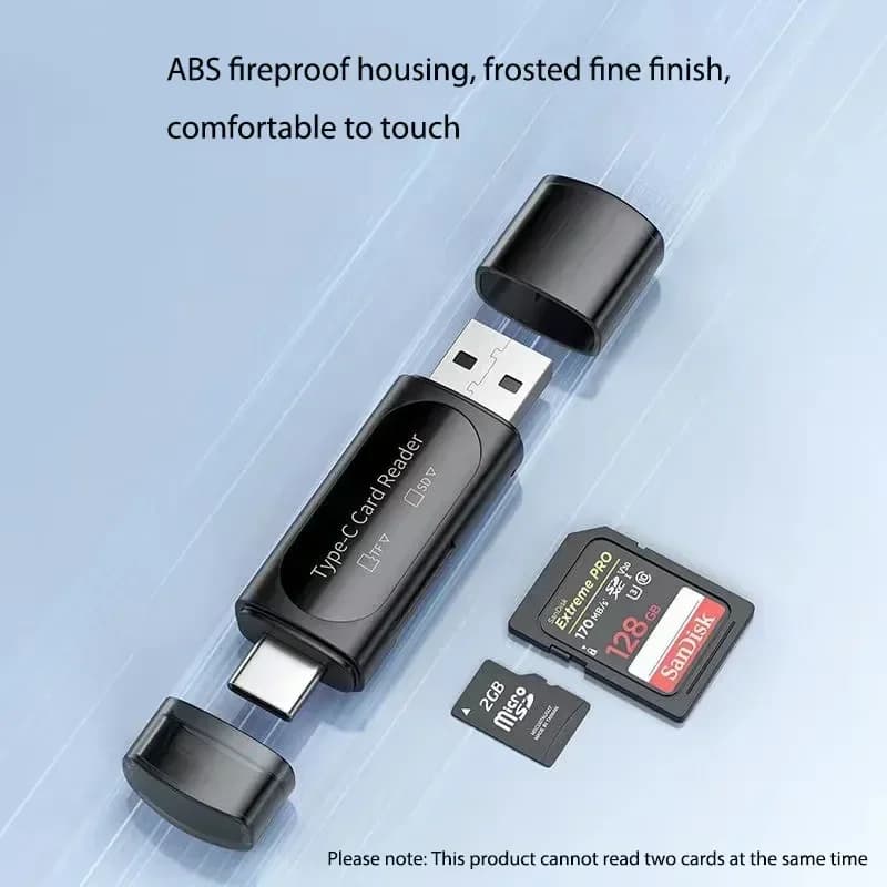 Lettore di Schede USB Type-C Multifunzione 4-in-1 per Mini SD e TF, Memoria Esterna Espandibile Compatibile con USB 2.0, Nuovo