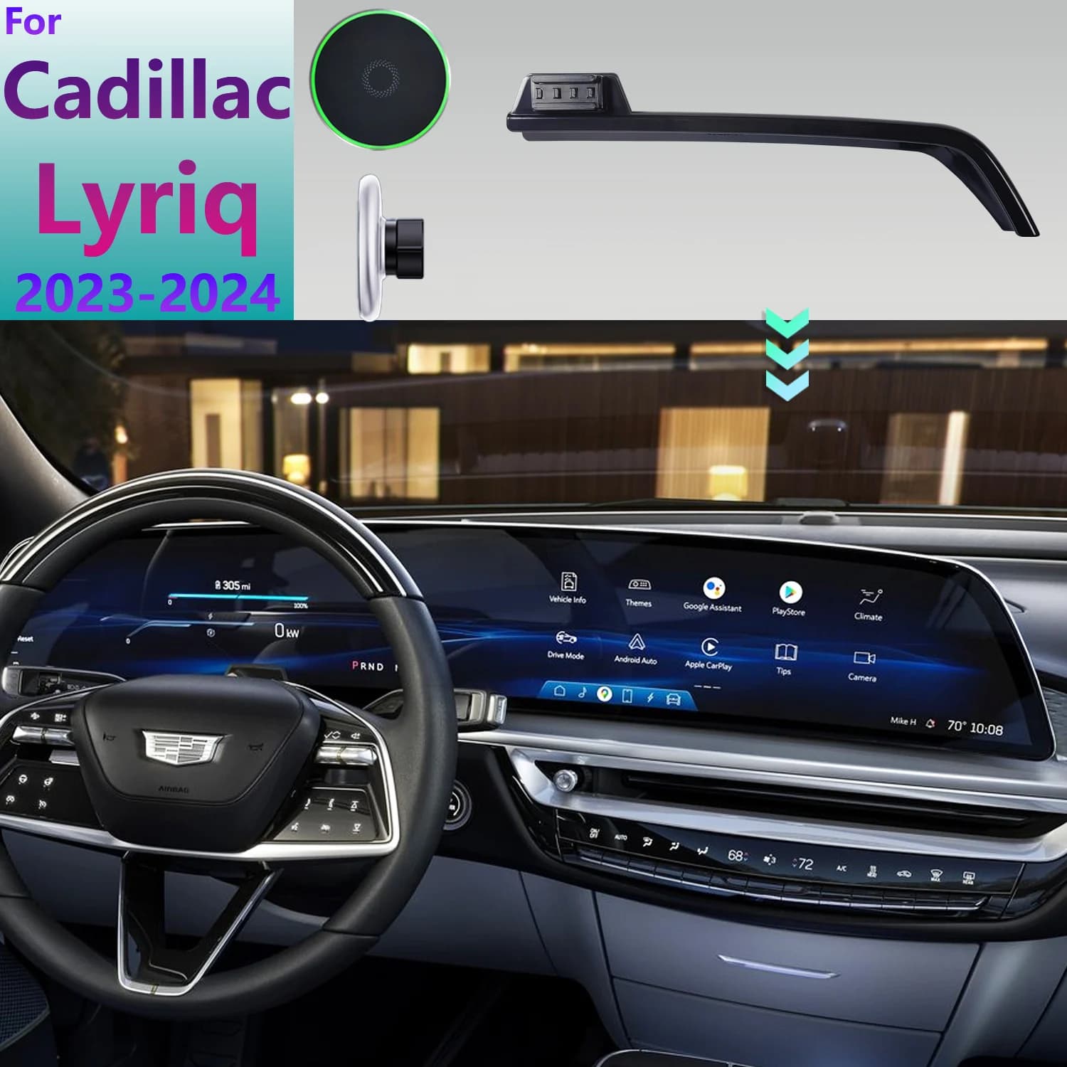 Per Cadillac Lyriq 2024 2023 supporto per telefono da auto schermo Base fissa supporto di ricarica Wireless magnetico per auto supporto per telefono MagSafe per auto