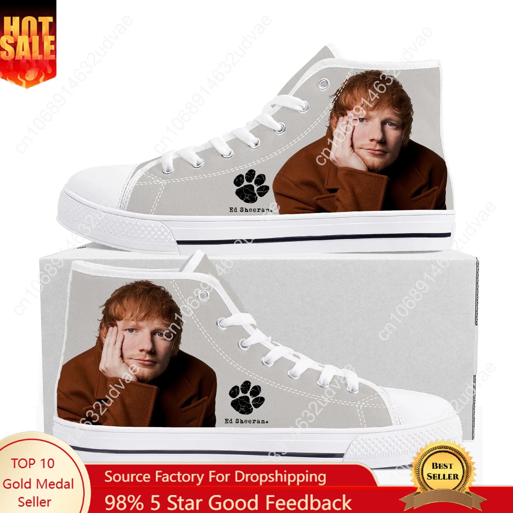 Ed Sheeran High Top Sneakers Mens Womens Teenager High Quality Canvas Sneaker 3D Print Casual Couple Shoes Personalized Shoe