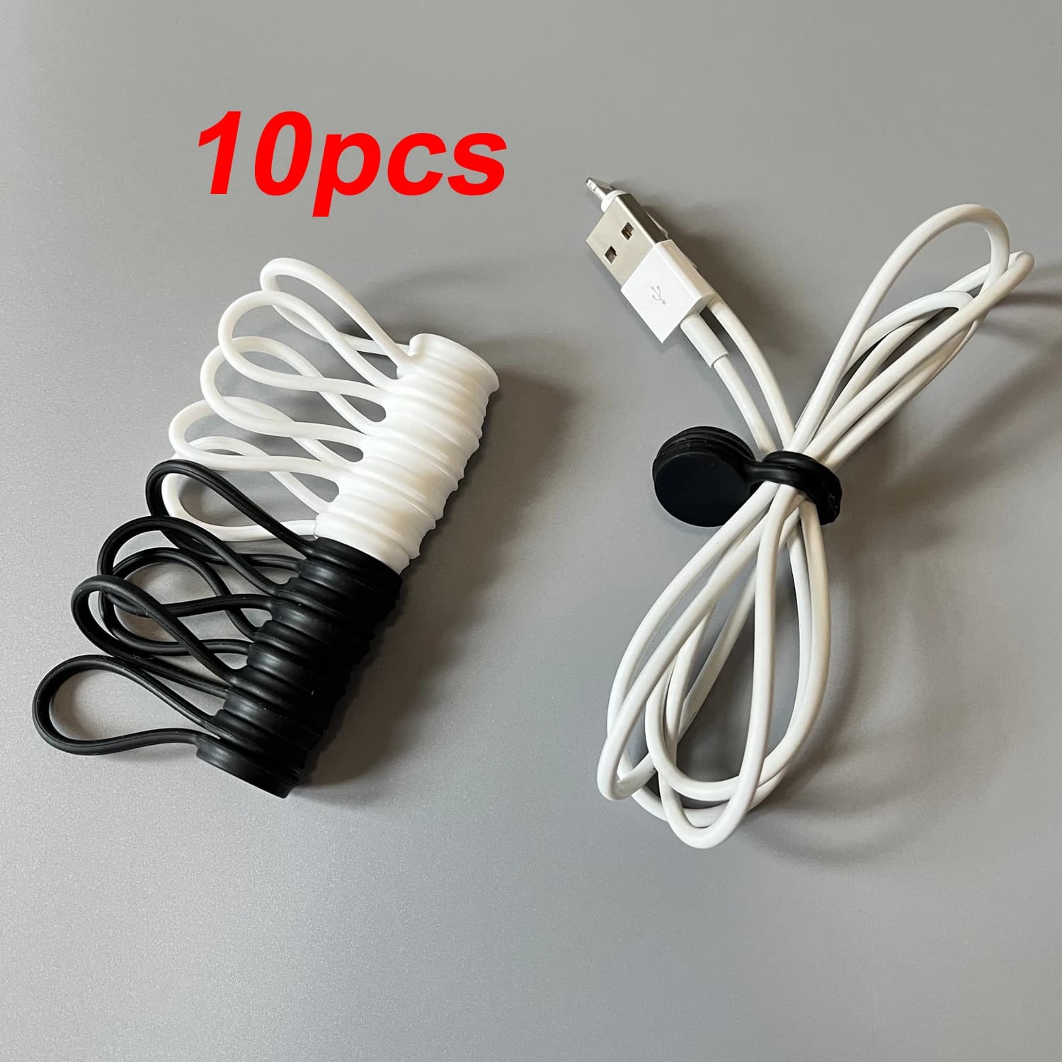 10 Pezzi Fascette Magnetiche in Silicone per Cavi, Fermacavi Magnetici Riutilizzabili per Organizzazione e Legatura