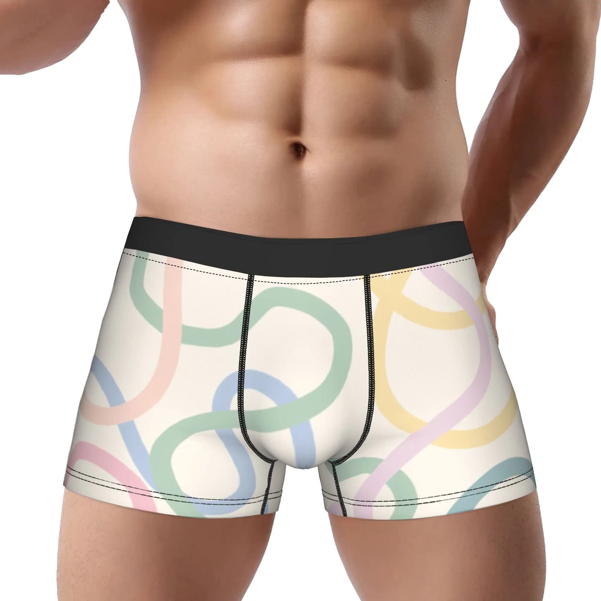 Colorful (1) Pastel Color Block Underpants Homme Panties Man Underwear Comfortable Shorts Boxer Briefs