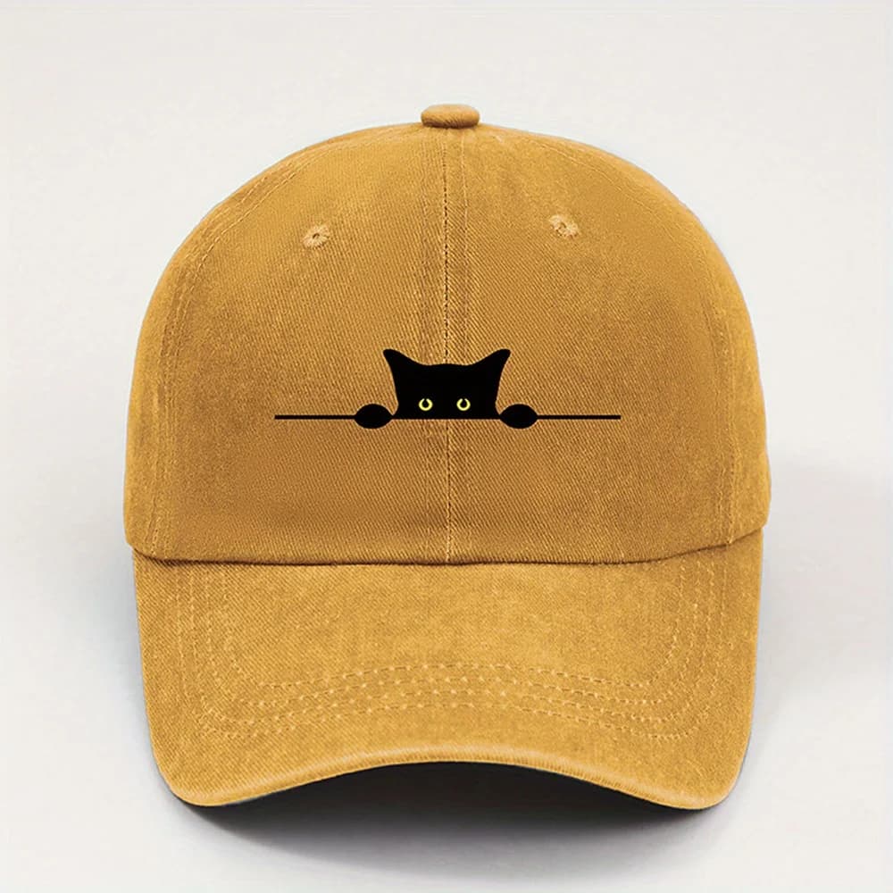 Cute Black Cat Printed Baseball Cap for Men and Women Washable Casual Outdoor Caps Breathable for Summer Student Sun Hat