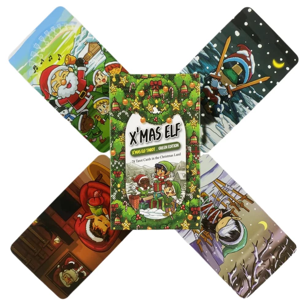 X'mas Elf Tarocchi Carte Natale Verde A 78 Mazzo Oracle Visioni inglesi Divinazione Edizione Borad Giocare a giochi