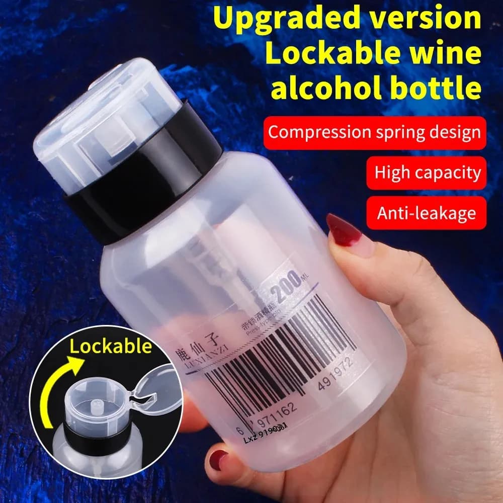 LUXIANZI Bottiglia di alcol in plastica a pressione da 200 ml con serratura Detergente per stoccaggio Pasta saldante Pressa per flusso per riparazione tablet PC telefono