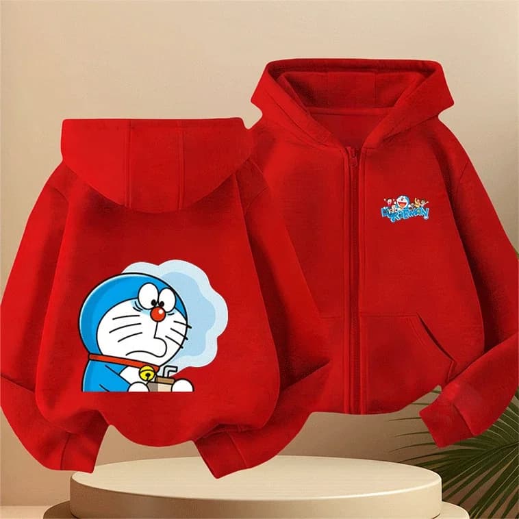 Felpa con Cappuccio Morbida per Bambini 2026, Stampa Anime Doraemon, con Cerniera, per Autunno e Inverno