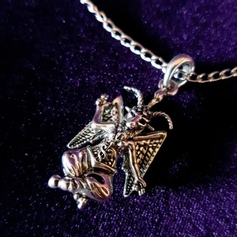 Collana Baphomet-Collana occulta con la mano sinistra, sigillo di Baphomet, capra satanica di Mendes, collana con ciondolo da donna e uomo, pagano occulto satanico
