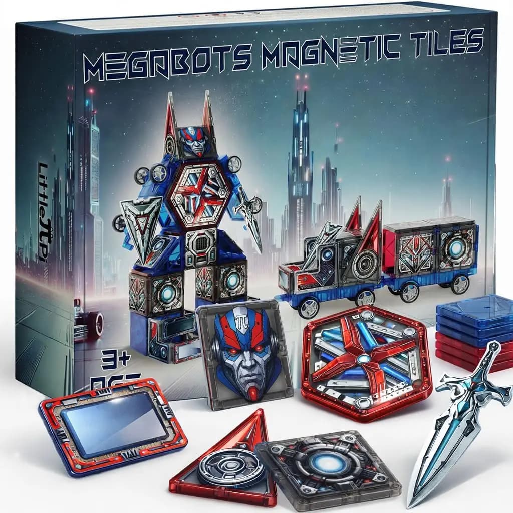 Set di Costruzioni Robot Magnetiche da 58 Pezzi | Giocattolo STEM Trasformabile con Spada e Scudo per Bambini dai 3 agli 8 Anni