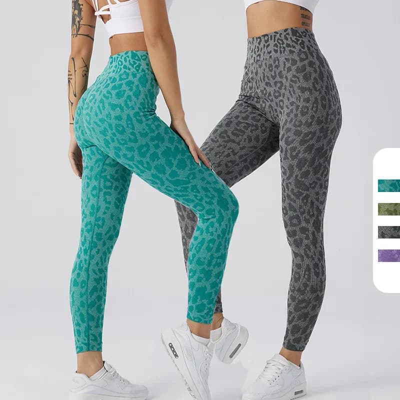 Leopard Print Butt-Lift Fitness Leggings High-Waist Yoga Pants Running Seamless Sportswear Workout Set Leggins Mujer Fitness