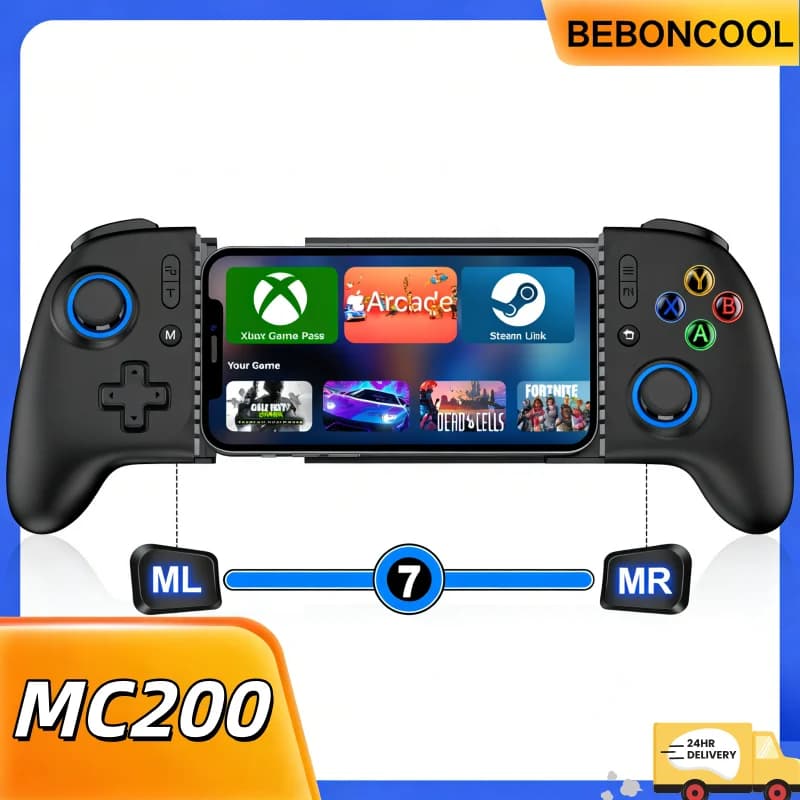 BEBONCOOL MC200 Phone Controller with Hall Effect, Gamepad with Extensible Handle, Joystick for Android iOS XBOX and Cloud Games