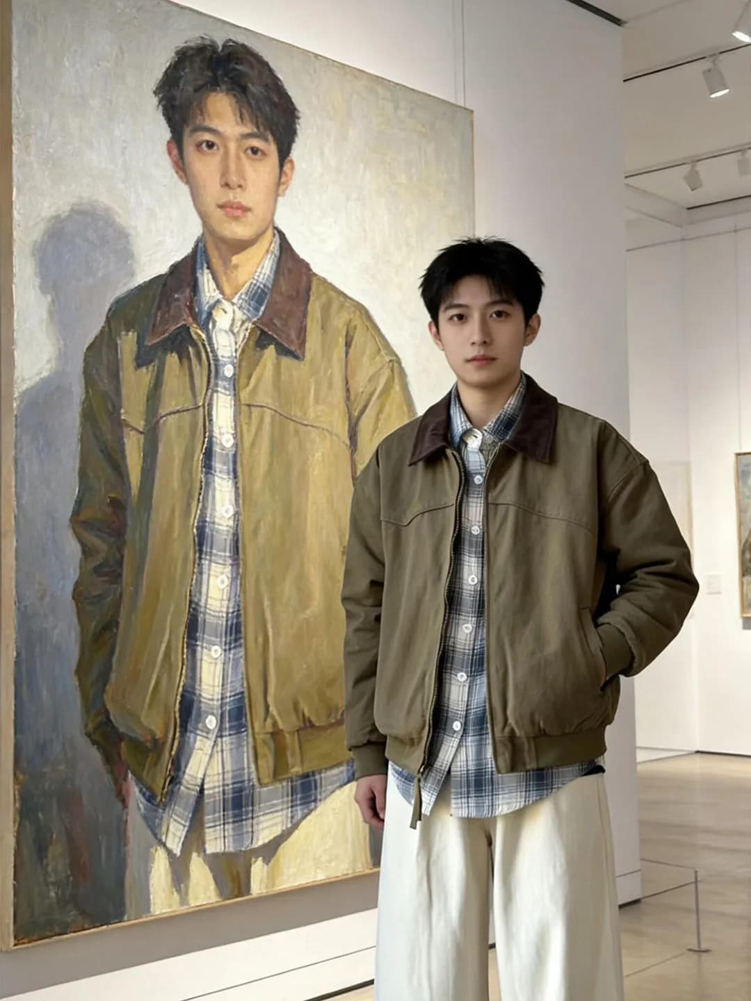 American Retro Detroit Workwear Jacket Men's Spring High-End Collar Baseball Uniform Cleanfit Denim Coat Youth Trend Loose Fit