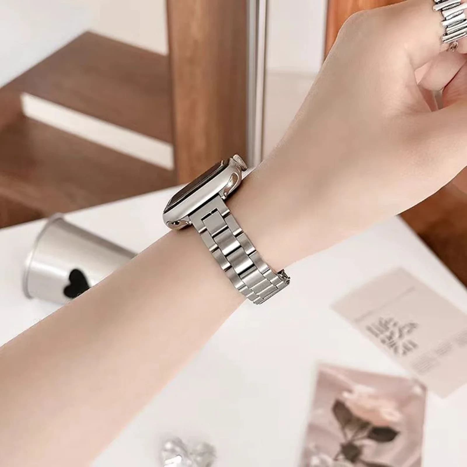 Elegant Stainless Steel Thin Strap With Women's Apple Watch Strap Slim Correa For Iwatch Strap