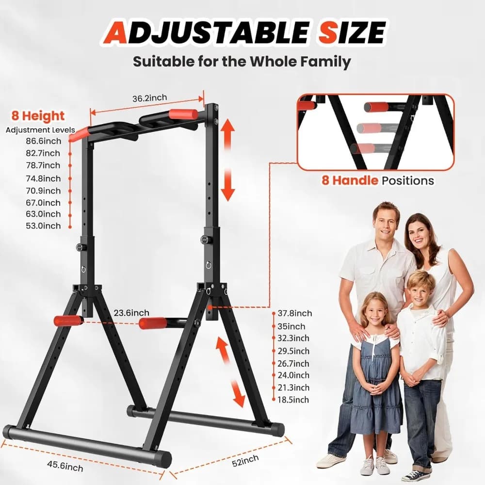 Dive Station with Foldable Traction Bar Power Tower Adjustable Multifunction Traction Station for Strength Training in Gym