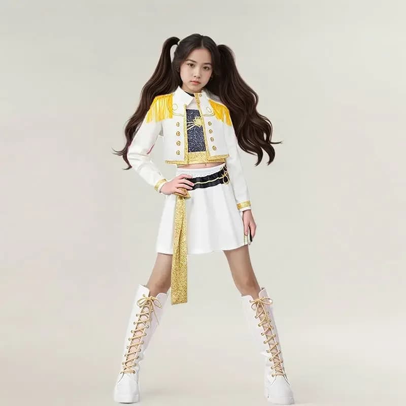 Nuovo Anime Demon Hunter Costume Cosplay K Pop Huntrix Zoey Mira Rumi Cosplay Oro Nero Bianco Bambini Ragazze Costume di Halloween